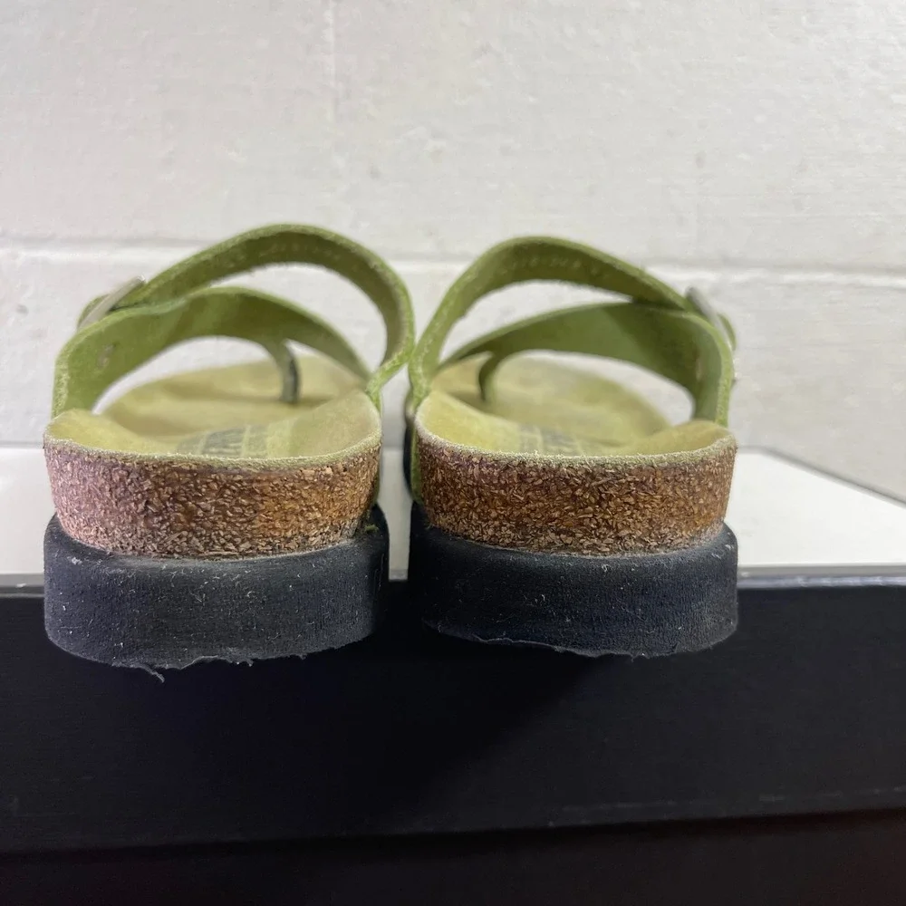 Mephisto Helen Sandals Lime Green‎ Nubuck Buckle Cork Slip On Womens 41 EU/11 US